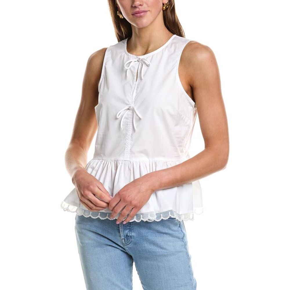 English Factory Womens Pearl Scallop Top, White